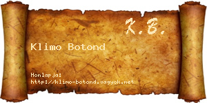 Klimo Botond névjegykártya